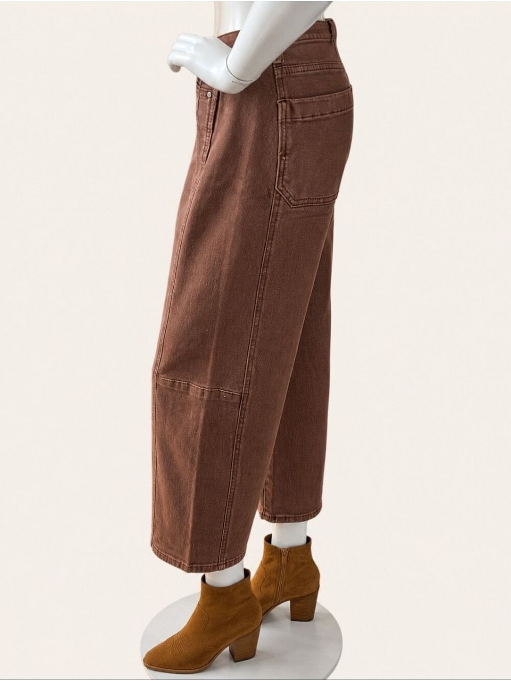 Risen Espresso Barrel Crop Jeans Size 26 NWT High Rise